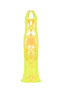 Lüks Kaliteli Elbise Modellerinden Sequin Yellow Dress