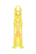 Lüks Kaliteli Elbise Modellerinden Sequin Yellow Dress