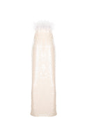 Lüks Kaliteli Elbise Modellerinden Sequin White Dress