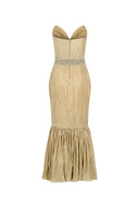 Glambils ürünlerinden Lüks Kaliteli Elbise Modellerinden Corset Dress Korseli el işleme İpek Saten Abiye